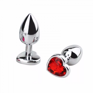 Plug Acero Enjoyado Cristal Forma Corazon Anal 7cm